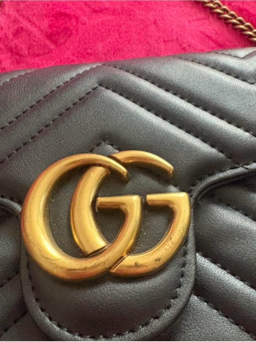 Gucci Black Matelassé Mini Shoulder Bag with Gold GG - Picture 3 of 8